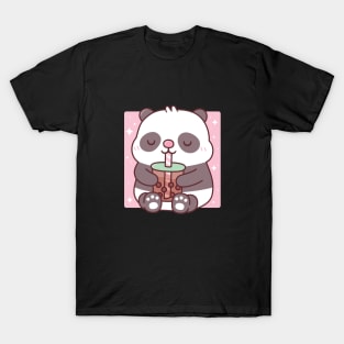 Cute Little Panda Drinking Bubble Tea T-Shirt